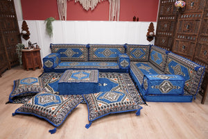 L Shaped Floor Couch, Arabic Sofa Seating, Floor Pillow, Corner Floor Cushions, Patio Furniture, Sectional Sofas, Arabic Jalsa