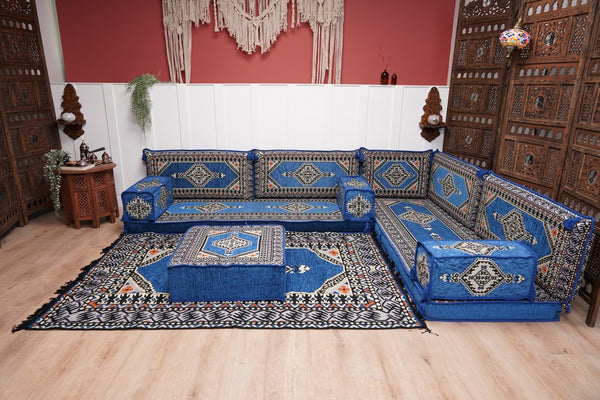 L Shaped Floor Couch, Arabic Sofa Seating, Floor Pillow, Corner Floor Cushions, Patio Furniture, Sectional Sofas, Arabic Jalsa