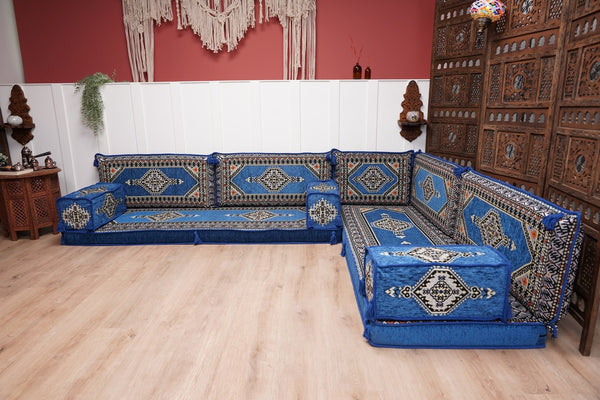L Shaped Floor Couch, Arabic Sofa Seating, Floor Pillow, Corner Floor Cushions, Patio Furniture, Sectional Sofas, Arabic Jalsa