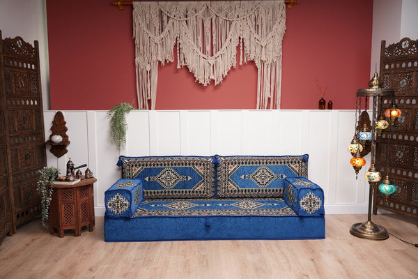 16'' Thickness Floor Cushions, Arabic Majlis Set, Single Sofa with Ottoman Couch and Rug, Bohemian Furniture, Sectional Sofa