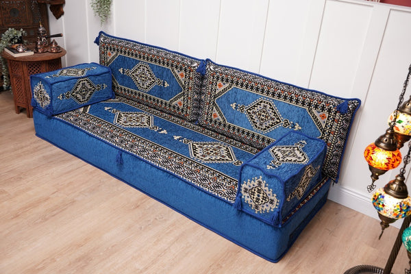 16'' Thickness Floor Cushions, Arabic Majlis Set, Single Sofa with Ottoman Couch and Rug, Bohemian Furniture, Sectional Sofa