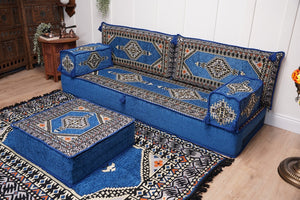 16'' Thickness Floor Cushions, Arabic Majlis Set, Single Sofa with Ottoman Couch and Rug, Bohemian Furniture, Sectional Sofa