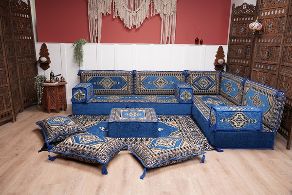 L Shaped Floor Couch, Arabic Sofa Seating, Floor Pillow, Corner Floor Cushions, Patio Furniture, Sectional Sofas, Arabic Jalsa