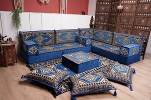 L Shaped Floor Couch, Arabic Sofa Seating, Floor Pillow, Corner Floor Cushions, Patio Furniture, Sectional Sofas, Arabic Jalsa