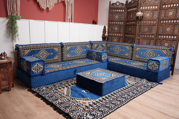 L Shaped Floor Couch, Arabic Sofa Seating, Floor Pillow, Corner Floor Cushions, Patio Furniture, Sectional Sofas, Arabic Jalsa