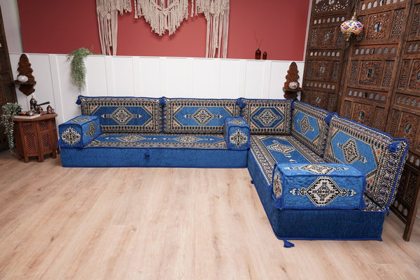L Shaped Floor Couch, Arabic Sofa Seating, Floor Pillow, Corner Floor Cushions, Patio Furniture, Sectional Sofas, Arabic Jalsa