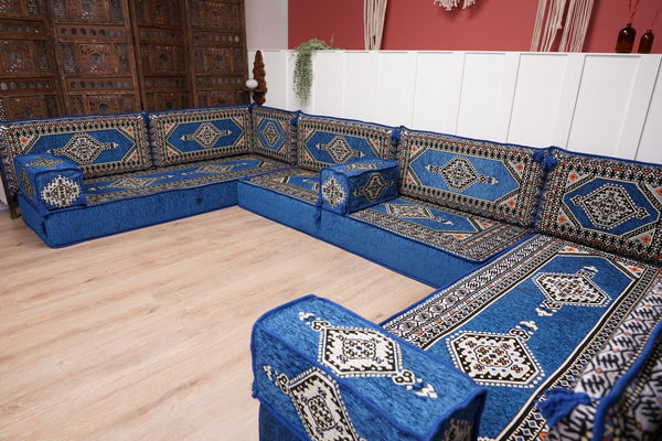 كنبة أرضية عربية، كنب عربي على شكل حرف U، وسائد أرضية، كنبة مجلس عربية، كنب عصري، وسائد مقاعد أرضية