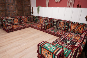 U Shaped Maroon Floor Cushions, Turkish Sofa, Modern Arabic Majlis Sofa, Floor Sofa Set, Ethnic Sofa, Arabic Jalsa, Moroccan Sofa