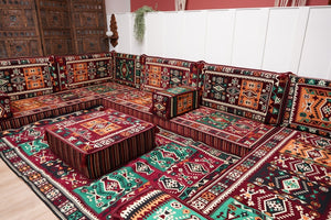 U Shaped Maroon Floor Cushions, Turkish Sofa, Modern Arabic Majlis Sofa, Floor Sofa Set, Ethnic Sofa, Arabic Jalsa, Moroccan Sofa