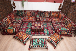 U Shaped Maroon Floor Cushions, Turkish Sofa, Modern Arabic Majlis Sofa, Floor Sofa Set, Ethnic Sofa, Arabic Jalsa, Moroccan Sofa