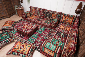 Maroon Arabic Floor Couch, L Shaped Sofa Set, Traditional Living Room Sofa, Sectional Sofa, Arabic Jalsa, Ottoman Floor Seating, Moroccan Cushion
