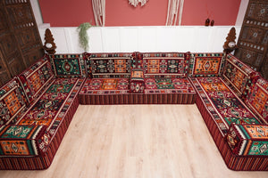 U Shaped Maroon Floor Cushions, Turkish Sofa, Modern Arabic Majlis Sofa, Floor Sofa Set, Ethnic Sofa, Arabic Jalsa, Moroccan Sofa