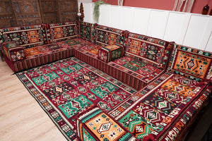 U Shaped Maroon Floor Cushions, Turkish Sofa, Modern Arabic Majlis Sofa, Floor Sofa Set, Ethnic Sofa, Arabic Jalsa, Moroccan Sofa