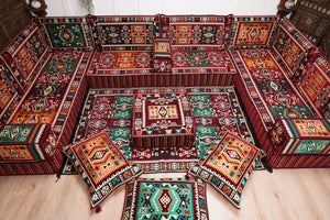 U Shaped Maroon Floor Cushions, Turkish Sofa, Modern Arabic Majlis Sofa, Floor Sofa Set, Ethnic Sofa, Arabic Jalsa, Moroccan Sofa