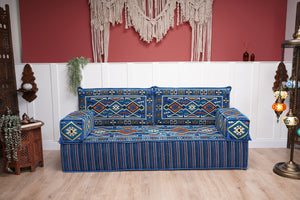 8'' Thickness Sofa Set, Floor Couches, Blue Arabic Floor Sofa, Pallet Sofa, Floor Cushions, Sectional Sofa, Arabic Majlis