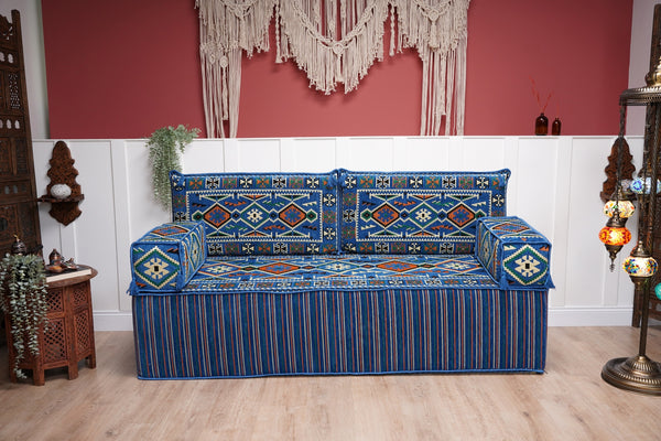 8'' Thickness Sofa Set, Floor Couches, Blue Arabic Floor Sofa, Pallet Sofa, Floor Cushions, Sectional Sofa, Arabic Majlis