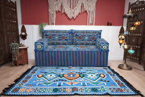 8'' Thickness Sofa Set, Floor Couches, Blue Arabic Floor Sofa, Pallet Sofa, Floor Cushions, Sectional Sofa, Arabic Majlis