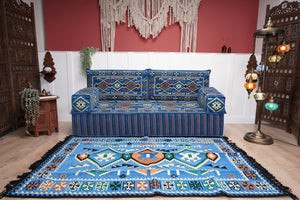 8'' Thickness Sofa Set, Floor Couches, Blue Arabic Floor Sofa, Pallet Sofa, Floor Cushions, Sectional Sofa, Arabic Majlis