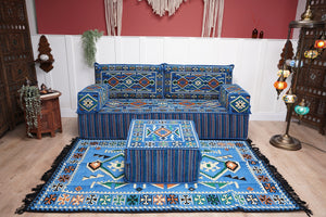 8'' Thickness Sofa Set, Floor Couches, Blue Arabic Floor Sofa, Pallet Sofa, Floor Cushions, Sectional Sofa, Arabic Majlis