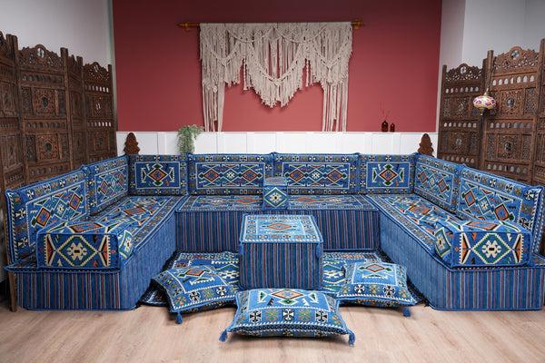 8'' Thickness U Sofa Set, Floor Seating Set, Arabic Sofa, Moroccan Sofa Seating Set