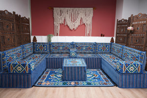 8'' Thickness U Sofa Set, Floor Seating Set, Arabic Sofa, Moroccan Sofa Seating Set