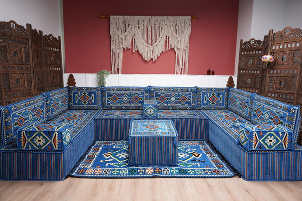 8'' Thickness U Sofa Set, Floor Seating Set, Arabic Sofa, Moroccan Sofa Seating Set