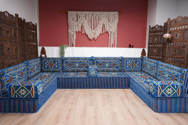 8'' Thickness U Sofa Set, Floor Seating Set, Arabic Sofa, Moroccan Sofa Seating Set