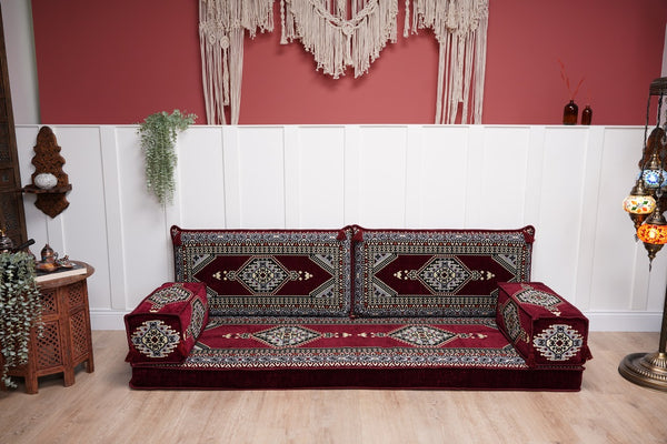 Sofa with Ottoman Couch and Rug, Bohemian Furniture, Arabic Majlis, Sectional Sofa, Turkish Rug Sofa, Moroccan Couch, Custom Made Sofa