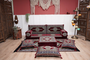 Sofa with Ottoman Couch and Rug, Bohemian Furniture, Arabic Majlis, Sectional Sofa, Turkish Rug Sofa, Moroccan Couch, Custom Made Sofa