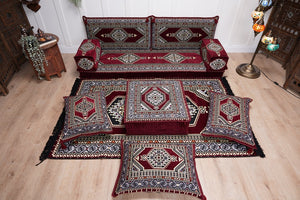 Sofa with Ottoman Couch and Rug, Bohemian Furniture, Arabic Majlis, Sectional Sofa, Turkish Rug Sofa, Moroccan Couch, Custom Made Sofa