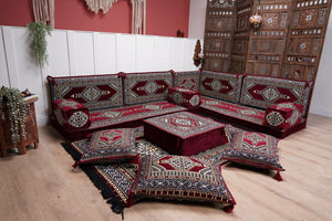 L Shaped Floor Couch, Sectional Sofa Set, Corner Floor Couch, Moroccan Home Decor, Floor Cushions, Bohemian Furniture, Arabic Sofa Set
