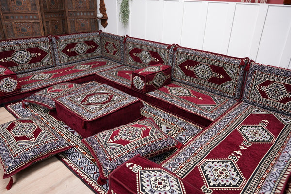 أريكة عربية زاوية على شكل حرف U، أرائك عصرية، أريكة مجلس عربية كستنائية، أريكة تركية، أريكة جلوس عربية