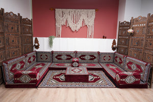 أريكة عربية زاوية على شكل حرف U، أرائك عصرية، أريكة مجلس عربية كستنائية، أريكة تركية، أريكة جلوس عربية