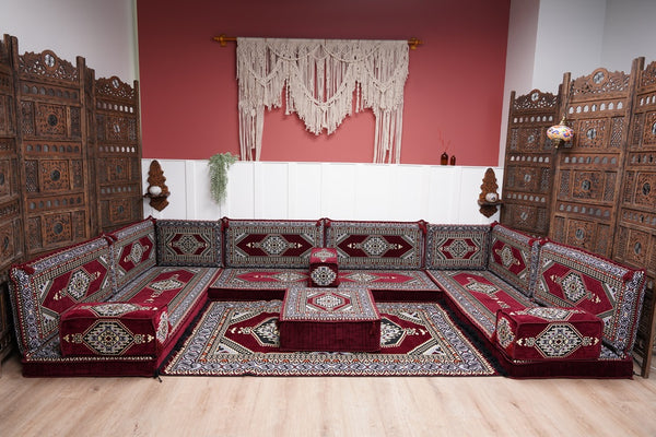 أريكة عربية زاوية على شكل حرف U، أرائك عصرية، أريكة مجلس عربية كستنائية، أريكة تركية، أريكة جلوس عربية