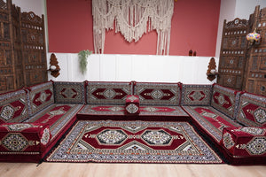 أريكة عربية زاوية على شكل حرف U، أرائك عصرية، أريكة مجلس عربية كستنائية، أريكة تركية، أريكة جلوس عربية