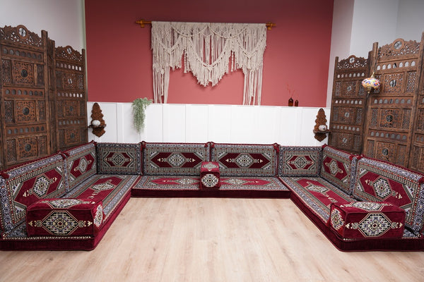 أريكة عربية زاوية على شكل حرف U، أرائك عصرية، أريكة مجلس عربية كستنائية، أريكة تركية، أريكة جلوس عربية