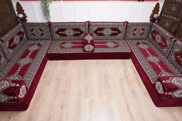 أريكة عربية زاوية على شكل حرف U، أرائك عصرية، أريكة مجلس عربية كستنائية، أريكة تركية، أريكة جلوس عربية