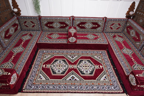 أريكة عربية زاوية على شكل حرف U، أرائك عصرية، أريكة مجلس عربية كستنائية، أريكة تركية، أريكة جلوس عربية