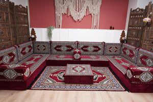 أريكة عربية زاوية على شكل حرف U، أرائك عصرية، أريكة مجلس عربية كستنائية، أريكة تركية، أريكة جلوس عربية