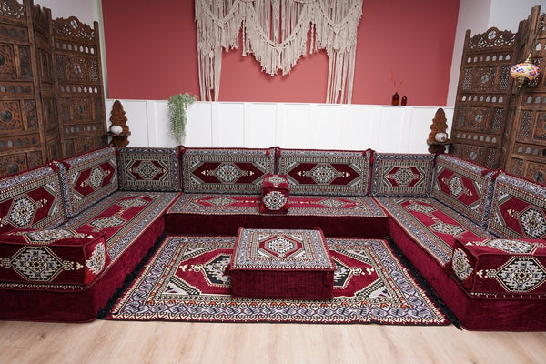 أريكة عربية زاوية على شكل حرف U، أرائك عصرية، أريكة مجلس عربية كستنائية، أريكة تركية، أريكة جلوس عربية