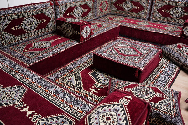 أريكة عربية زاوية على شكل حرف U، أرائك عصرية، أريكة مجلس عربية كستنائية، أريكة تركية، أريكة جلوس عربية