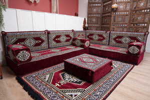 L Shaped Floor Couch, Sectional Sofa Set, Corner Floor Couch, Moroccan Home Decor, Floor Cushions, Bohemian Furniture, Arabic Sofa Set