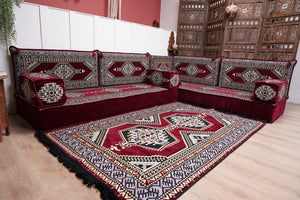 L Shaped Floor Couch, Sectional Sofa Set, Corner Floor Couch, Moroccan Home Decor, Floor Cushions, Bohemian Furniture, Arabic Sofa Set