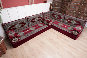 L Shaped Floor Couch, Sectional Sofa Set, Corner Floor Couch, Moroccan Home Decor, Floor Cushions, Bohemian Furniture, Arabic Sofa Set