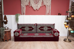 Sofa with Ottoman Couch and Rug, Bohemian Furniture, Arabic Majlis, Sectional Sofa, Turkish Rug Sofa, Moroccan Couch, Custom Made Sofa