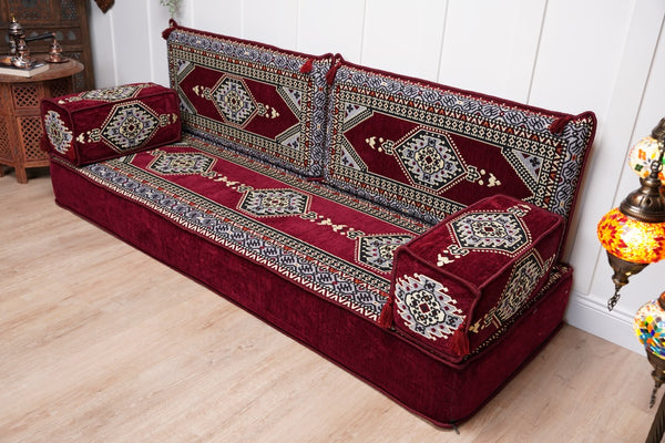 Sofa with Ottoman Couch and Rug, Bohemian Furniture, Arabic Majlis, Sectional Sofa, Turkish Rug Sofa, Moroccan Couch, Custom Made Sofa
