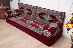 16'' Single Sofa Sets, Maroon Loveseat Arabic Sofa, Turkish Floor Sofa, Moroccan Cushion, Ethnic Floor Cushion, Arabic Floor Sofa