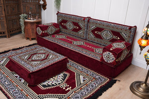 Sofa with Ottoman Couch and Rug, Bohemian Furniture, Arabic Majlis, Sectional Sofa, Turkish Rug Sofa, Moroccan Couch, Custom Made Sofa