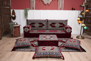 Sofa with Ottoman Couch and Rug, Bohemian Furniture, Arabic Majlis, Sectional Sofa, Turkish Rug Sofa, Moroccan Couch, Custom Made Sofa