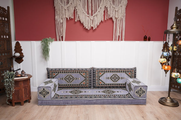 Gray Arabic Sofa Seating, Arabic Jalsa Set, Moroccan Sofa, Single Sofa Sets, Customizable Sofa, Arabic Majlis Sofa, Floor Cushion Set